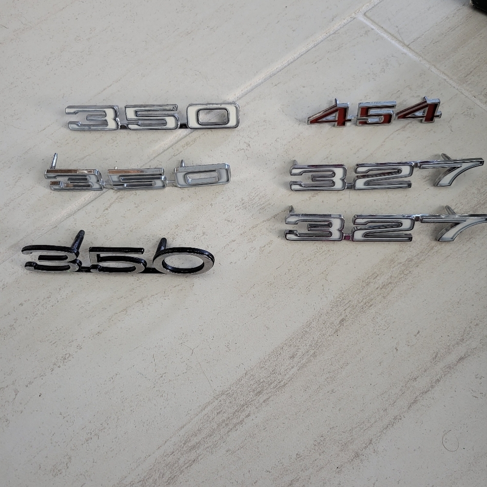 350 327 454 car emblems